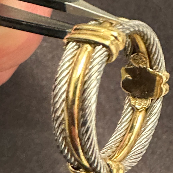 David Yurman Silver and Gold Cable Ring - Picture 7 of 7